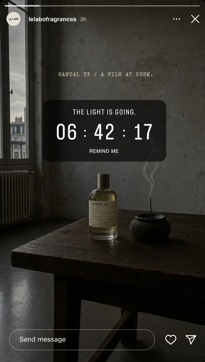 Santal 33 slider story card.