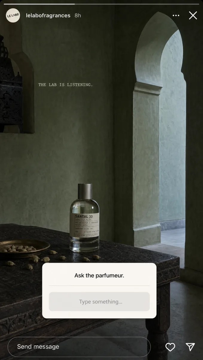 Santal 33 launch-countdown story card.